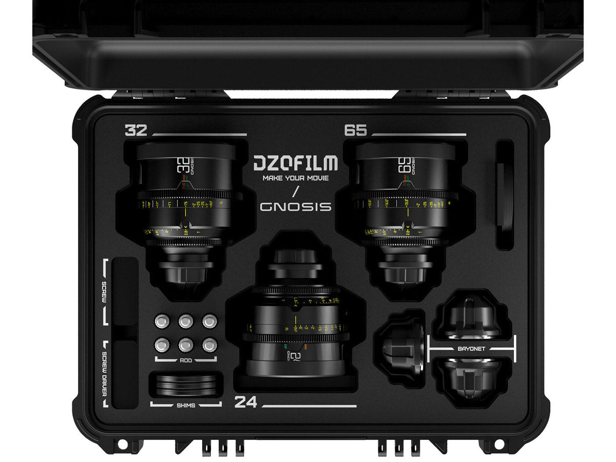 DZOFilm 24, 32, 65mm T2.8 Gnosis Macro Prime 3-Lens Kit (LPL with PL & EF Mounts) - Metric