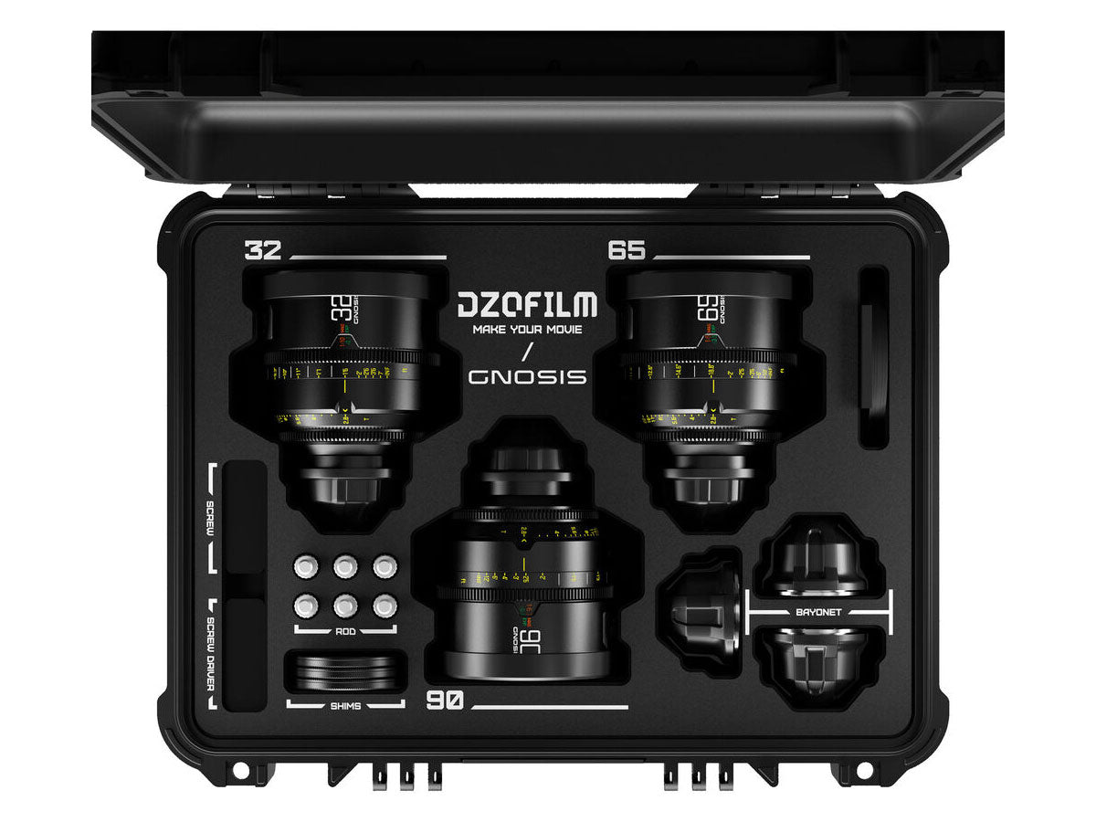 DZOFILM 32, 65, 90mm T2.8 Gnosis Macro Prime 3-Lens Kit (LPL with PL & EF Mounts) - Imperial