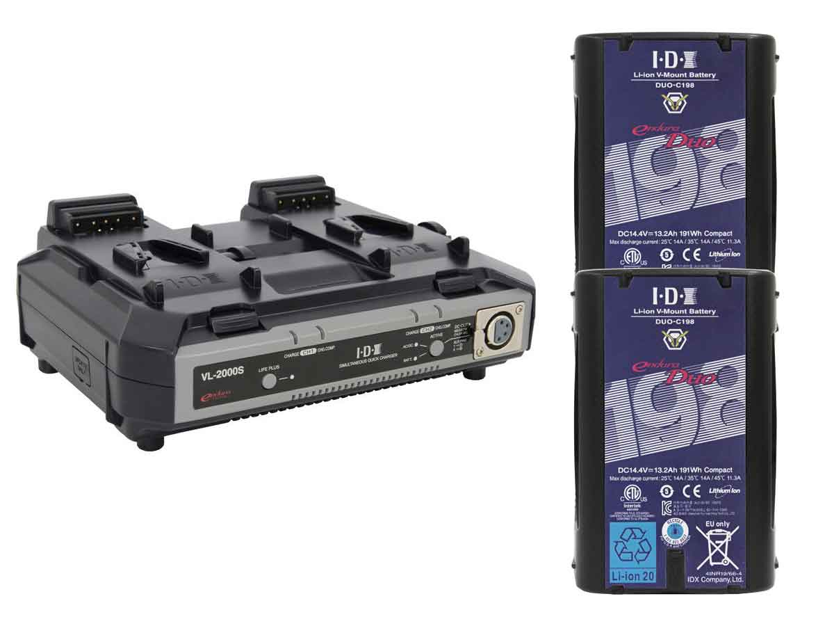 IDX 2 x DUO-C198P Batteries, 1 x VL-2000S Simultaneous Charger