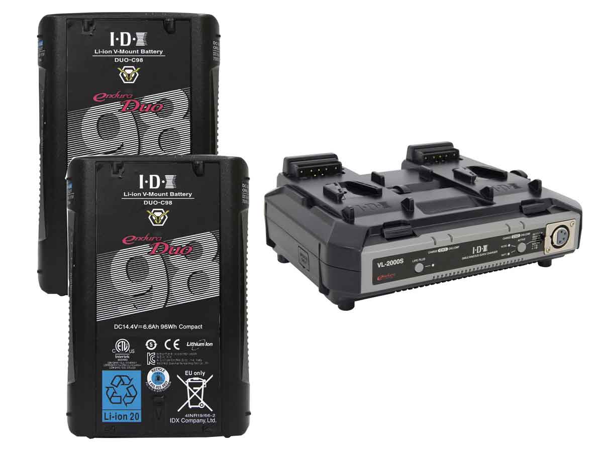 IDX 2 x DUO-C98P Batteries, 1 x VL-2000S Simultaneous Charger
