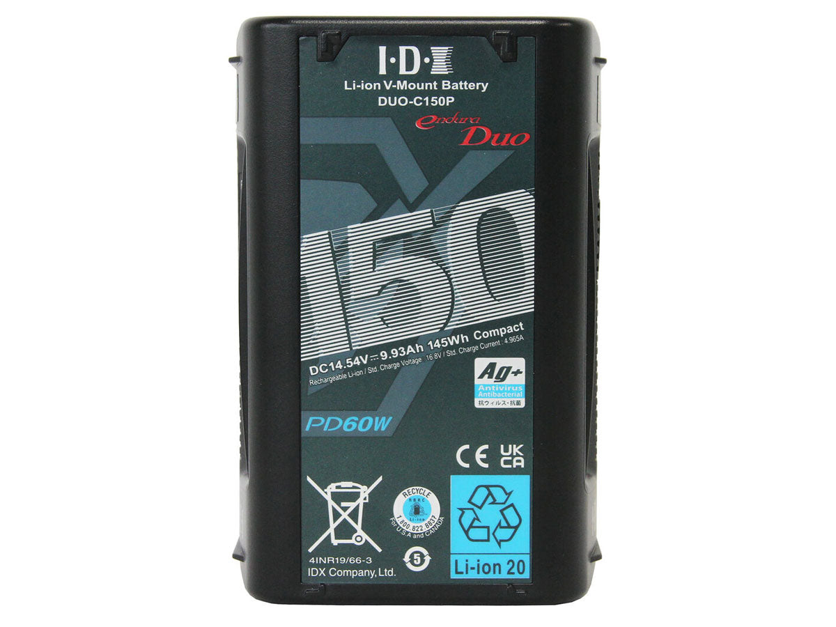 IDX DUO-C150P 145Wh High-Load Li-Ion V-Mount Battery w 2x D-Tap and USB-PD
