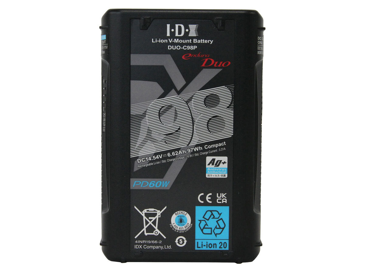 IDX DUO-C98P 96Wh High-Load Li-Ion V-Mount Battery w 2x D-Tap and USB-PD