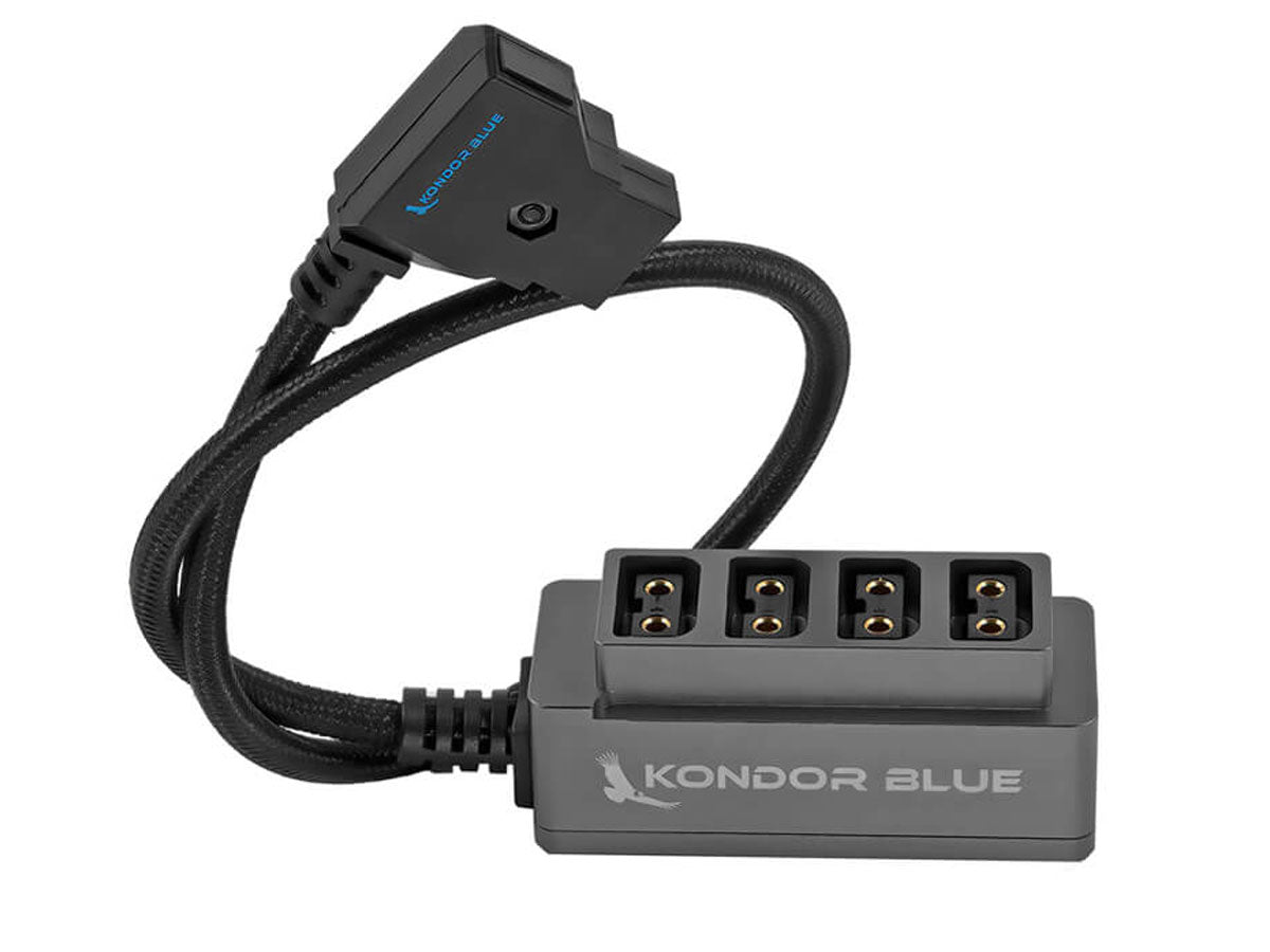 Kondor Blue 12V Metal D-Tap Hub 4 Way Port Power Tap Splitter (1/4"-20 Thread)