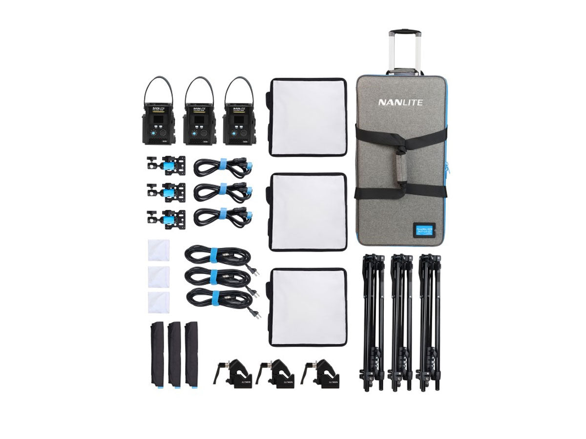 Nanlite PavoSlim 60B 3-Light Trolley Case Kit with Light Stand
