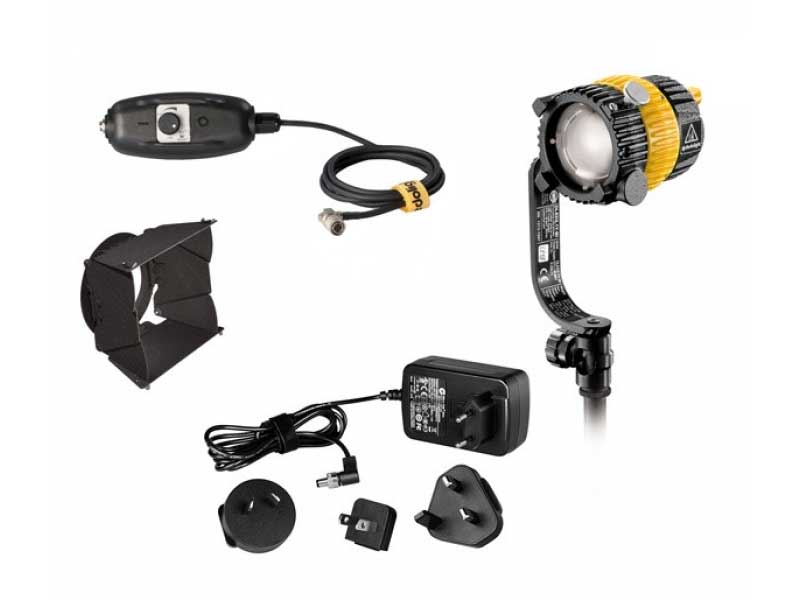 Dedolight Mobile 2.1 Bicolour System includes, Fixture, Barndoors, Dimmer and Transformer
