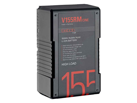 Bebob V155RM-CINE V-Mount High Draw Li-Ion Battery 14.4v/10.8Ah with USB and D-Tap Connectors