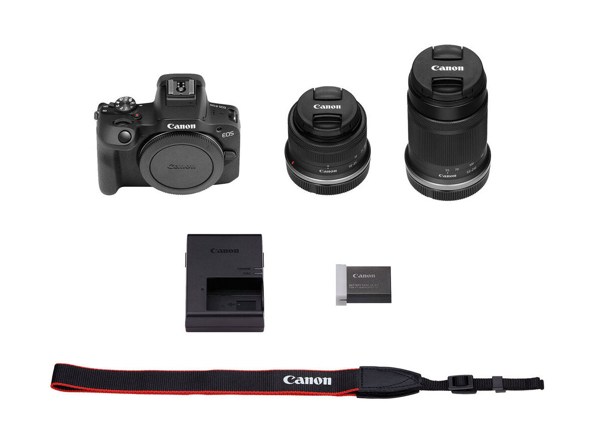 Canon EOS R100 Mirrorless Camera with 18-45mm and 55-210mm Lenses Kit