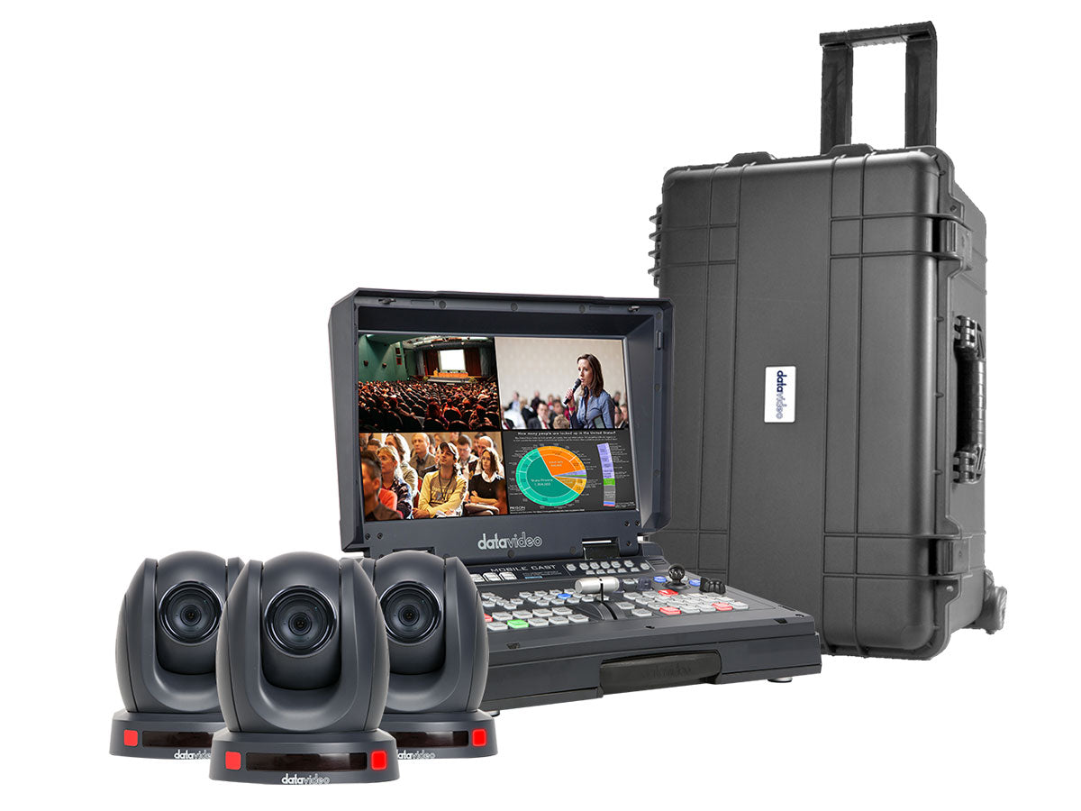 Datavideo Portable Streaming Bundle (1x HS-1600T, 3x PTC-140T and a Sturdy Rolling Case)