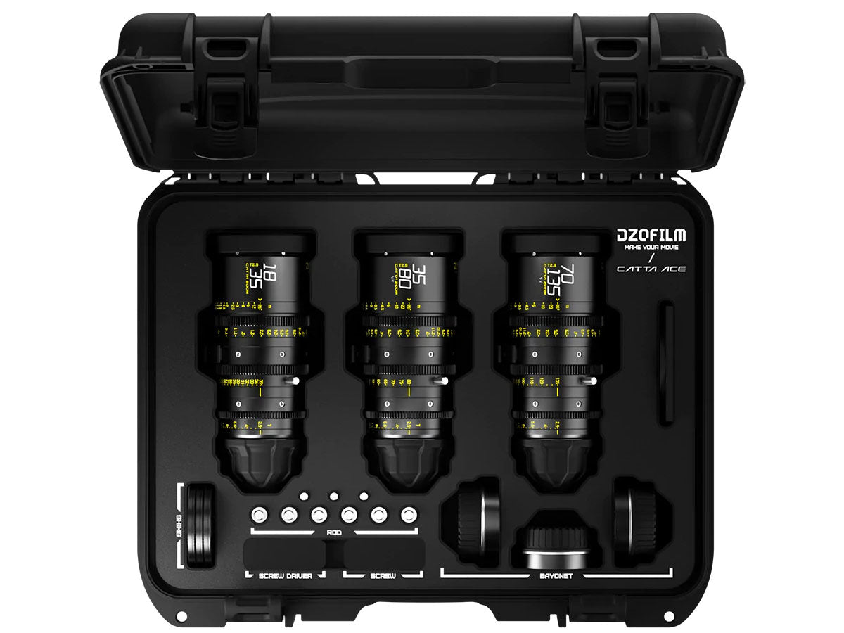 DZOFILM CATTA ACE T2.9 3-Lens Kit (18-35, 35-80 & 70-135mm) - PL/EF Interchangeable Mount