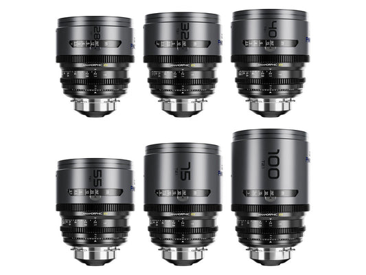 DZOFilm Pavo 2x Anamorphic Prime T2.1 6 Lens Bundle (28/32/40/55/75/100mm) - Blue Coating