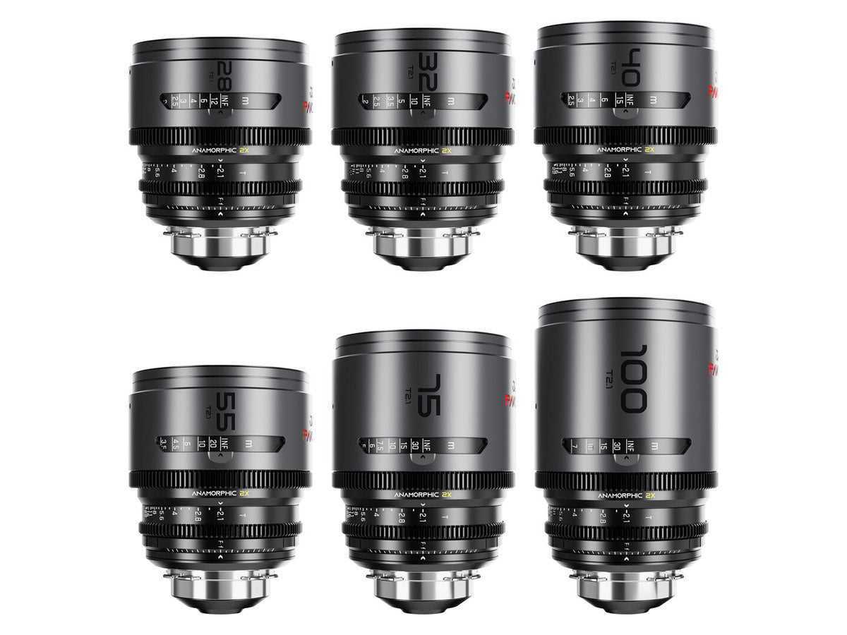 DZOFilm Pavo 2x Anamorphic Prime T2.1 6 Lens Bundle (28/32/40/55/75/100mm) - Neutral Coating