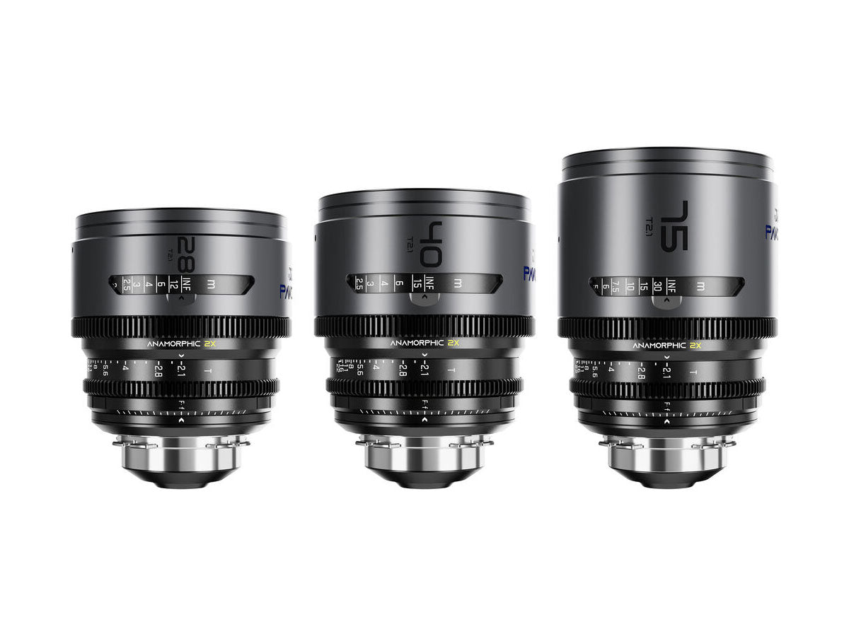 DZOFilm Pavo 2x Anamorphic Prime T2.1 3 Lens Bundle (28/40/75mm) - Blue Coating