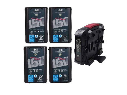 IDX 4 x DUO-C150P Li-ion V-Mount Battery and VL-4X Charger Kit