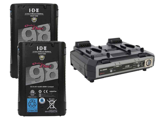 IDX 2 x DUO-C98P Batteries, 1 x VL-2000S Simultaneous Charger