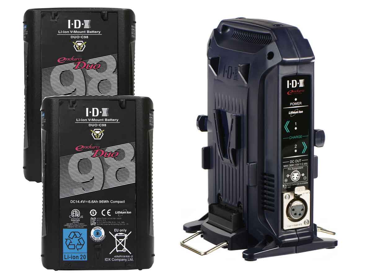 IDX 2 x DUO-C98P Batteries, 1 x VL-2X Charger