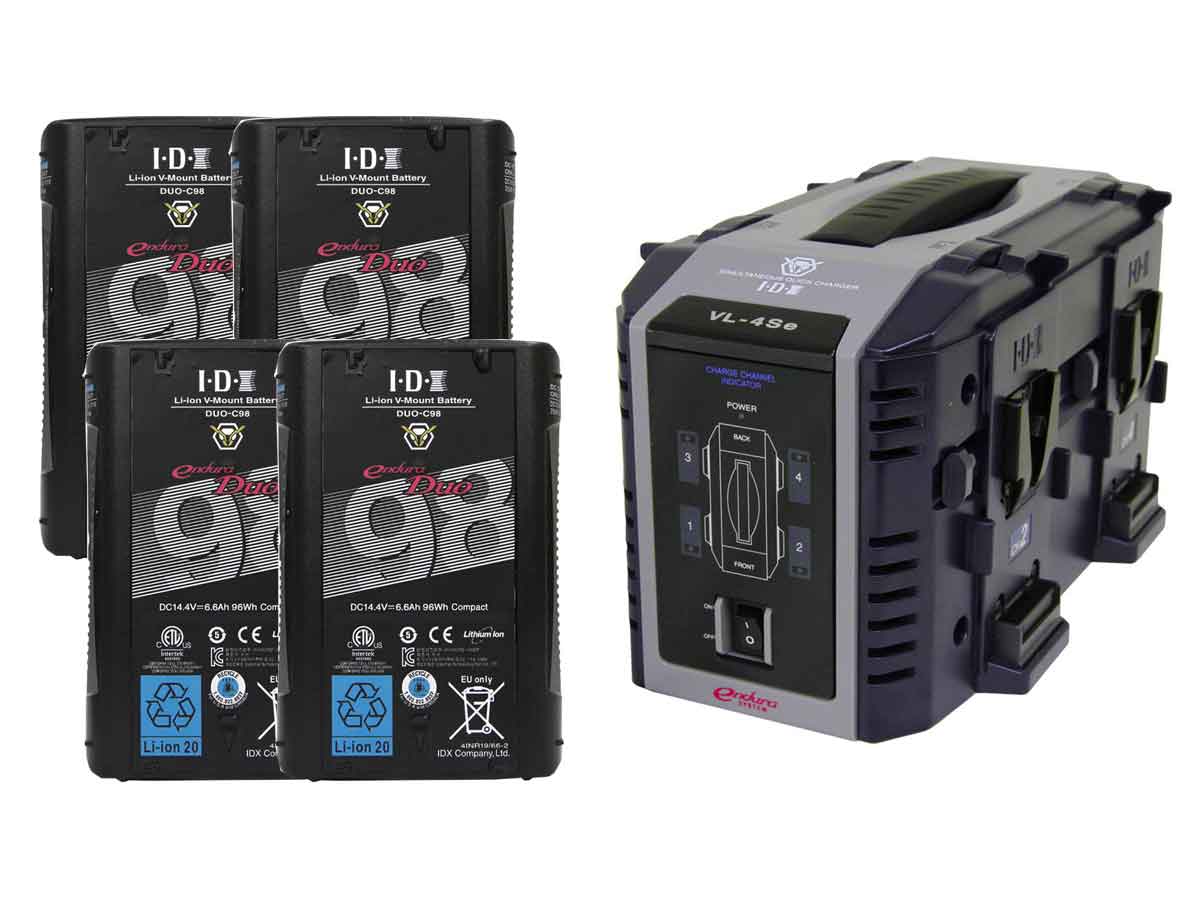 IDX 4 x DUO-C98P Batteries, 1 x VL-4Se Simultaneous Charger