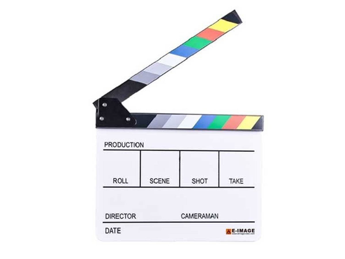 E-Image White Clapper Board with Colour Sticks