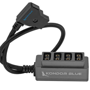 Kondor Blue 12V Metal D-Tap Hub 4 Way Port Power Tap Splitter (1/4"-20 Thread)