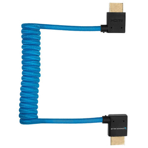 Kondor Blue 90-Degree Angle HDMI to HDMI Coiled Cable - Blue