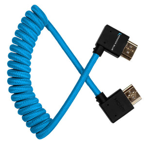 Kondor Blue 90-Degree Angle HDMI to HDMI Coiled Cable - Blue