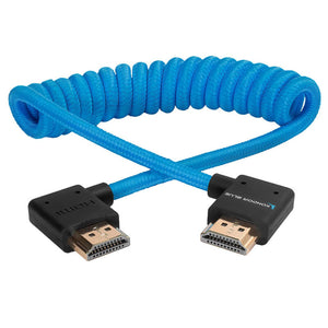 Kondor Blue 90-Degree Angle HDMI to HDMI Coiled Cable - Blue