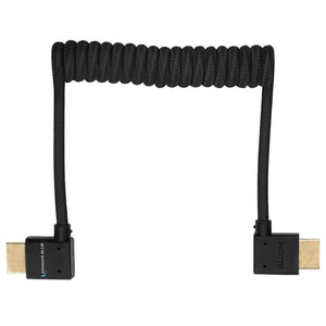 Kondor Blue 90-Degree Angle HDMI to HDMI Coiled Cable - Black
