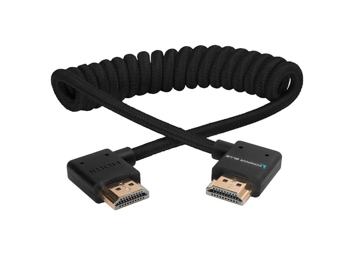 Kondor Blue 90-Degree Angle HDMI to HDMI Coiled Cable - Black