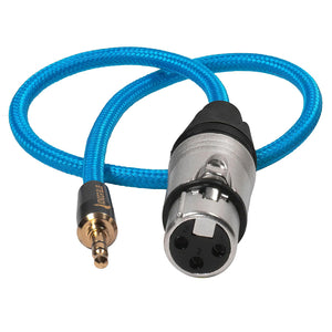 Kondor Blue 16" Female XLR to 3.5mm Male Mini TRS Blue Braided