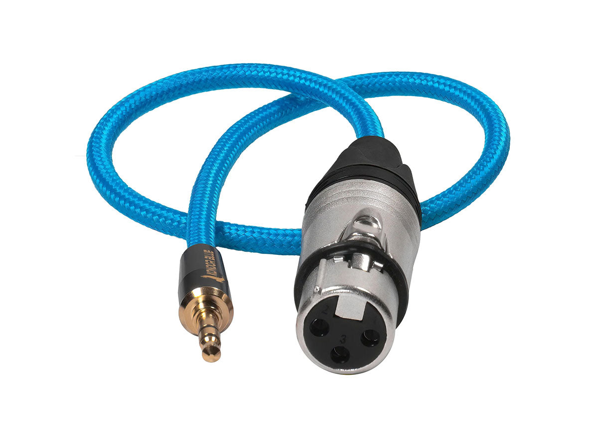 Kondor Blue 16" Female XLR to 3.5mm Male Mini TRS Blue Braided