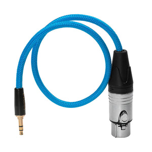 Kondor Blue 16" Female XLR to 3.5mm Male Mini TRS Blue Braided