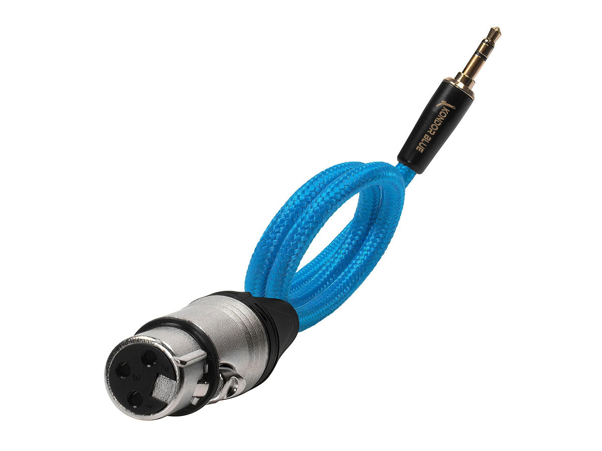 Kondor Blue 16" Female XLR to 3.5mm Male Mini TRS Blue Braided