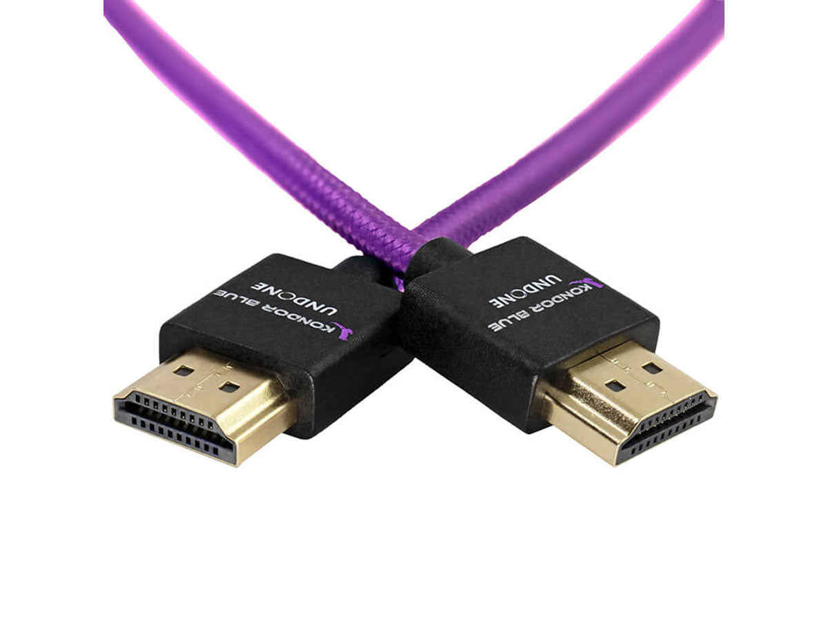 Kondor Blue HDMI to HDMI High Speed 4K 3D Nylon Braided Male Cable - 18"