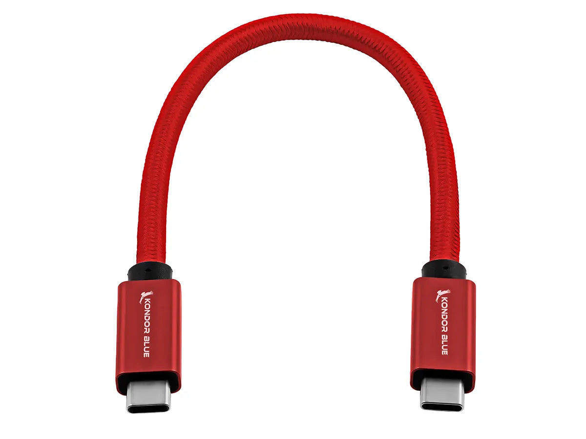 Kondor Blue USB C to USB C High Speed Cable for SSD Recording - 8.5" (Cardinal Red)