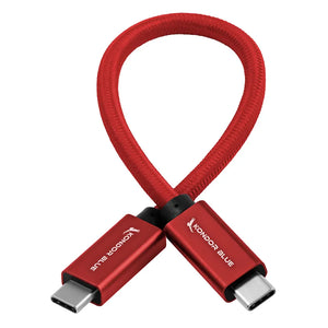 Kondor Blue USB C to USB C High Speed Cable for SSD Recording - 8.5" (Cardinal Red)