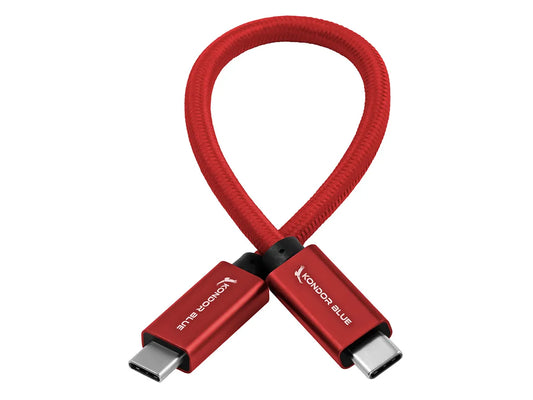 Kondor Blue USB C to USB C High Speed Cable for SSD Recording - 8.5" (Cardinal Red)