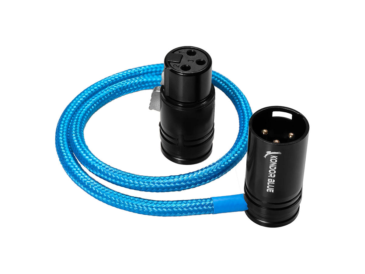 Kondor Blue 16" Straight Low Profile Right Angle XLR Cable