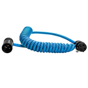 Kondor Blue 12-24" Coiled Low Profile Right Angle XLR Cable