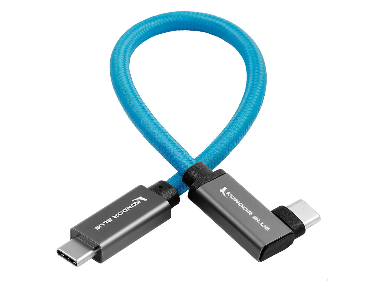 Kondor Blue USB-C to USB-C High Speed Cable for SSD Recording - Right Angle (12")