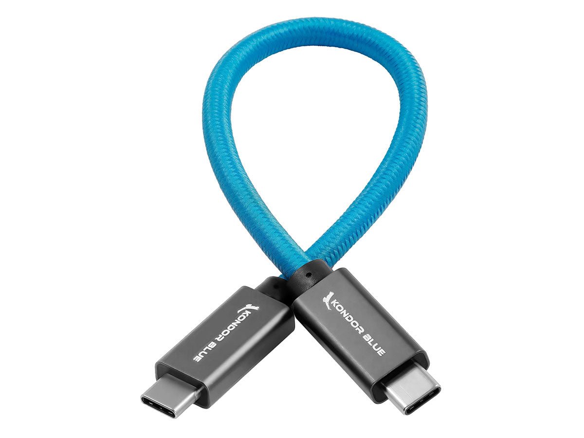 Kondor Blue USB-C to USB-C High Speed Cable for SSD Recording - Right Angle (12")