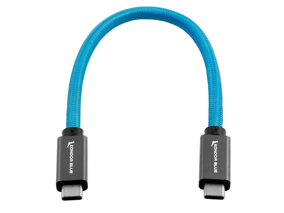 Kondor Blue USB-C to USB-C High Speed Cable for SSD Recording - Right Angle (12")