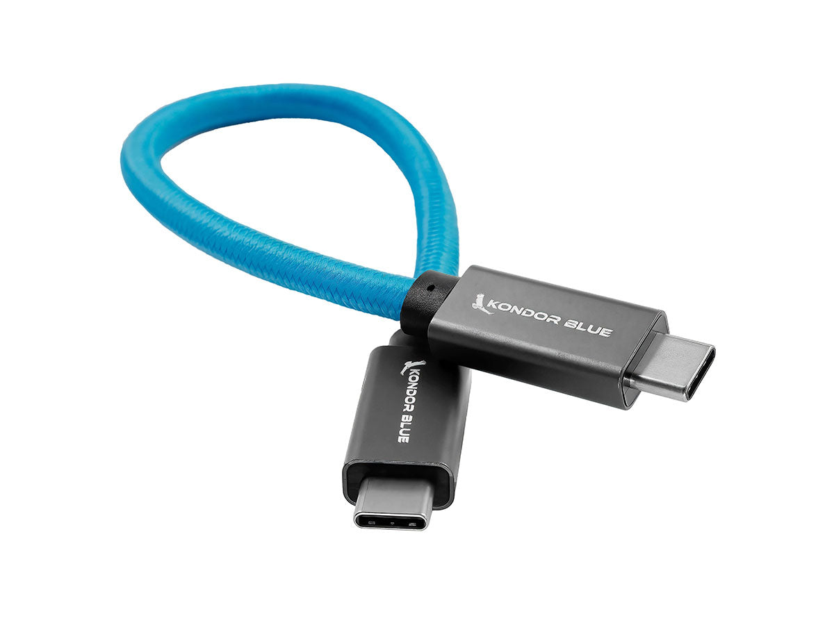 Kondor Blue USB-C to USB-C High Speed Cable for SSD Recording - Right Angle (12")