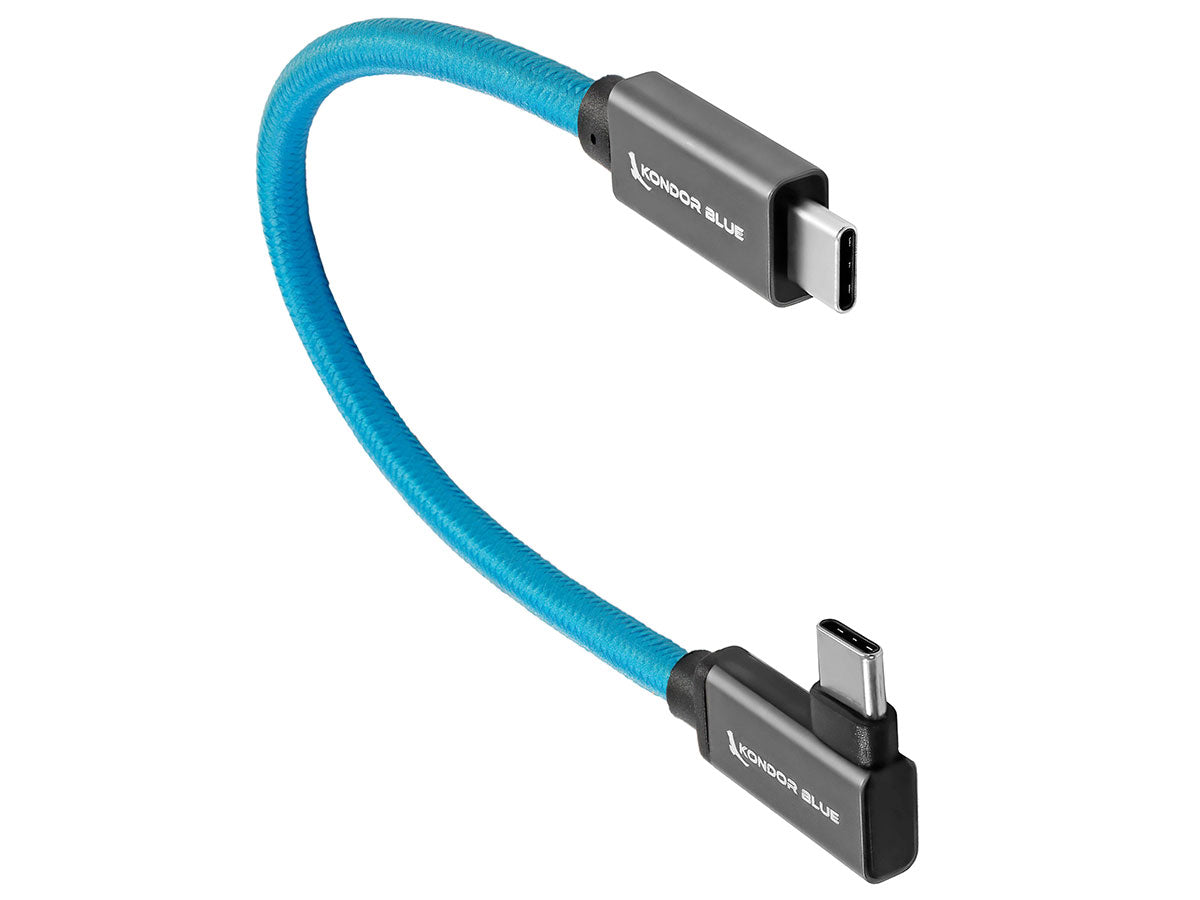 Kondor Blue USB-C to USB-C High Speed Cable for SSD Recording - Right Angle (12")
