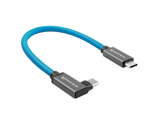 Kondor Blue USB-C to USB-C High Speed Cable for SSD Recording - Right Angle (12")