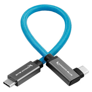 Kondor Blue USB C to USB C High Speed Cable for SSD Recording - Right Angle (8.5")