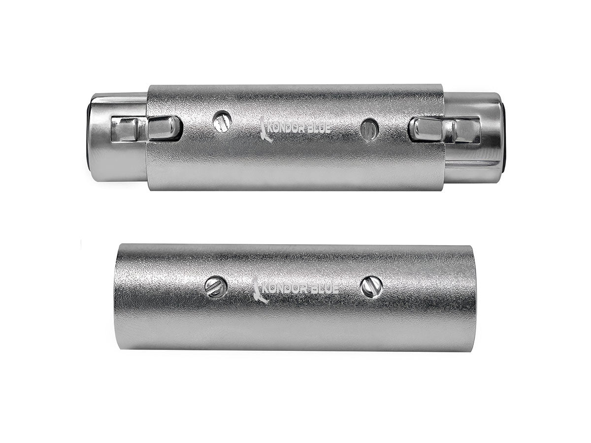 Kondor Blue Pair of XLR Adapters - Male to Male & Female to Female 3 Pin Adapters