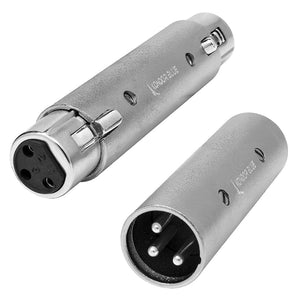 Kondor Blue Pair of XLR Adapters - Male to Male & Female to Female 3 Pin Adapters