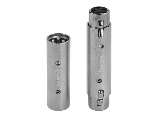 Kondor Blue Pair of XLR Adapters - Male to Male & Female to Female 3 Pin Adapters