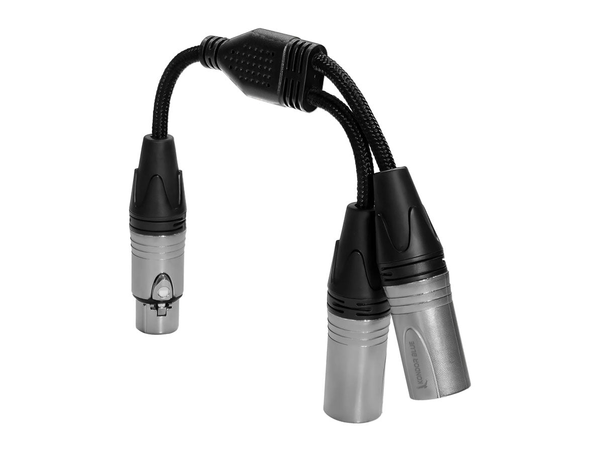 Kondor Blue Dual Male XLR To Female XLR Audio Y Splitter Cable