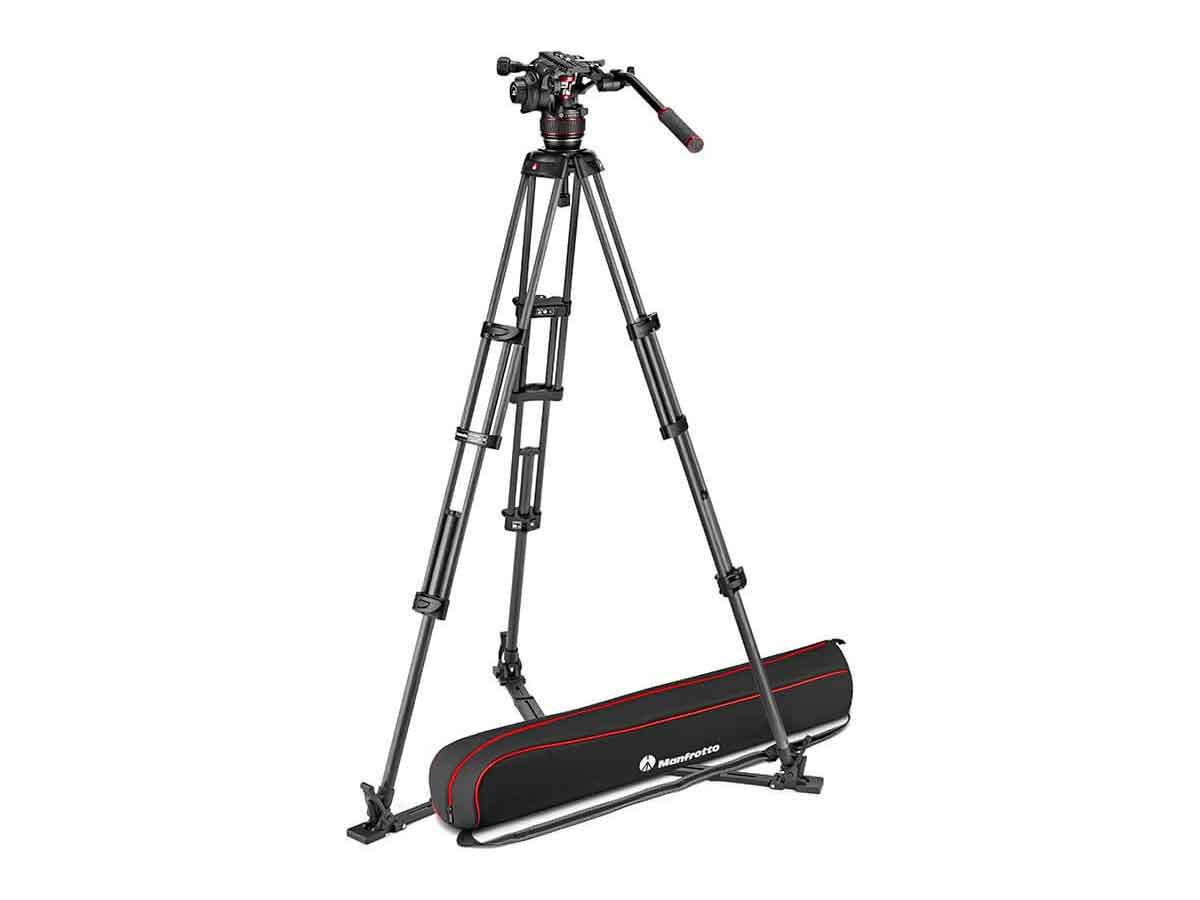 Manfrotto Professional Carbon Fiber Twin Leg Tripod (Ground Spreader) with 608 Fluid Video Head