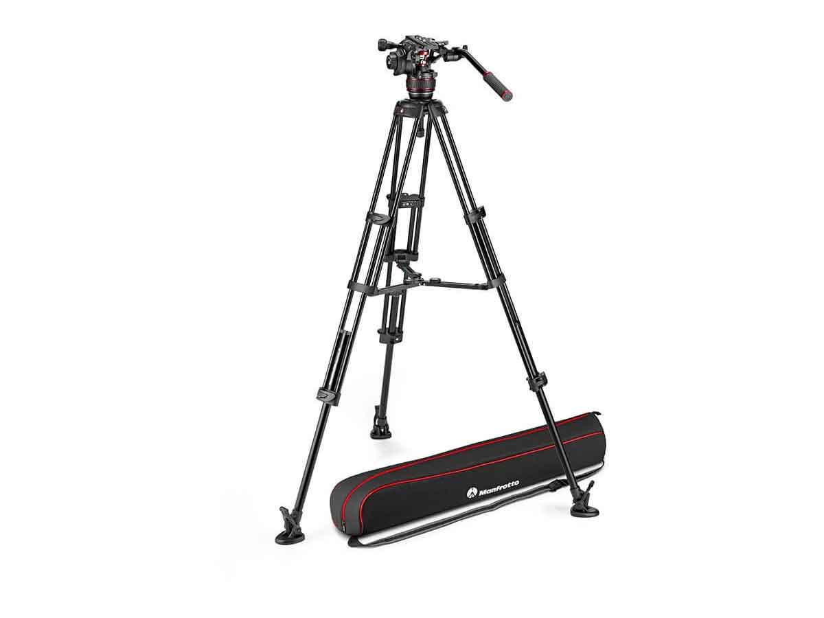 Manfrotto Professional Aluminium Twin Leg Tripod (Middle Spreader) with 608 Fluid Video Head